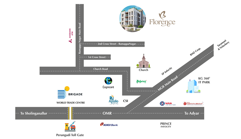 3 bhk apartments in perungudi - Location Map